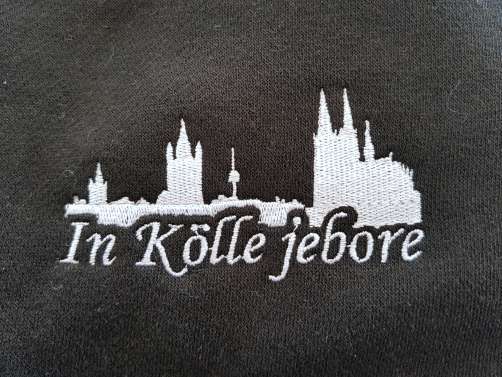 Aufdruck |  Köln Collegejacke »In Kölle jebore« Rot-Grau | Im Köln Shop online kaufen