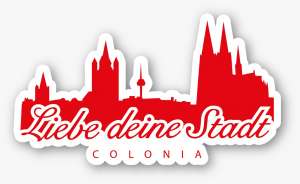 Preview: Köln Aufkleber Liebe deine Stadt Weiss-Rot ca. 100mm