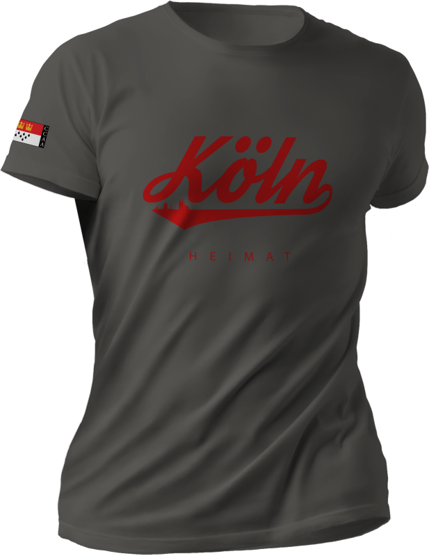 Köln T-Shirt Unisex „Köln“ Grau mit Rot & Stickwappen| Im Köln Shop online kaufen
