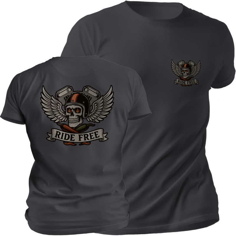 CGN-Bikeware-Biker Shirt Unisex Asphaltgrau Wings mit Skull