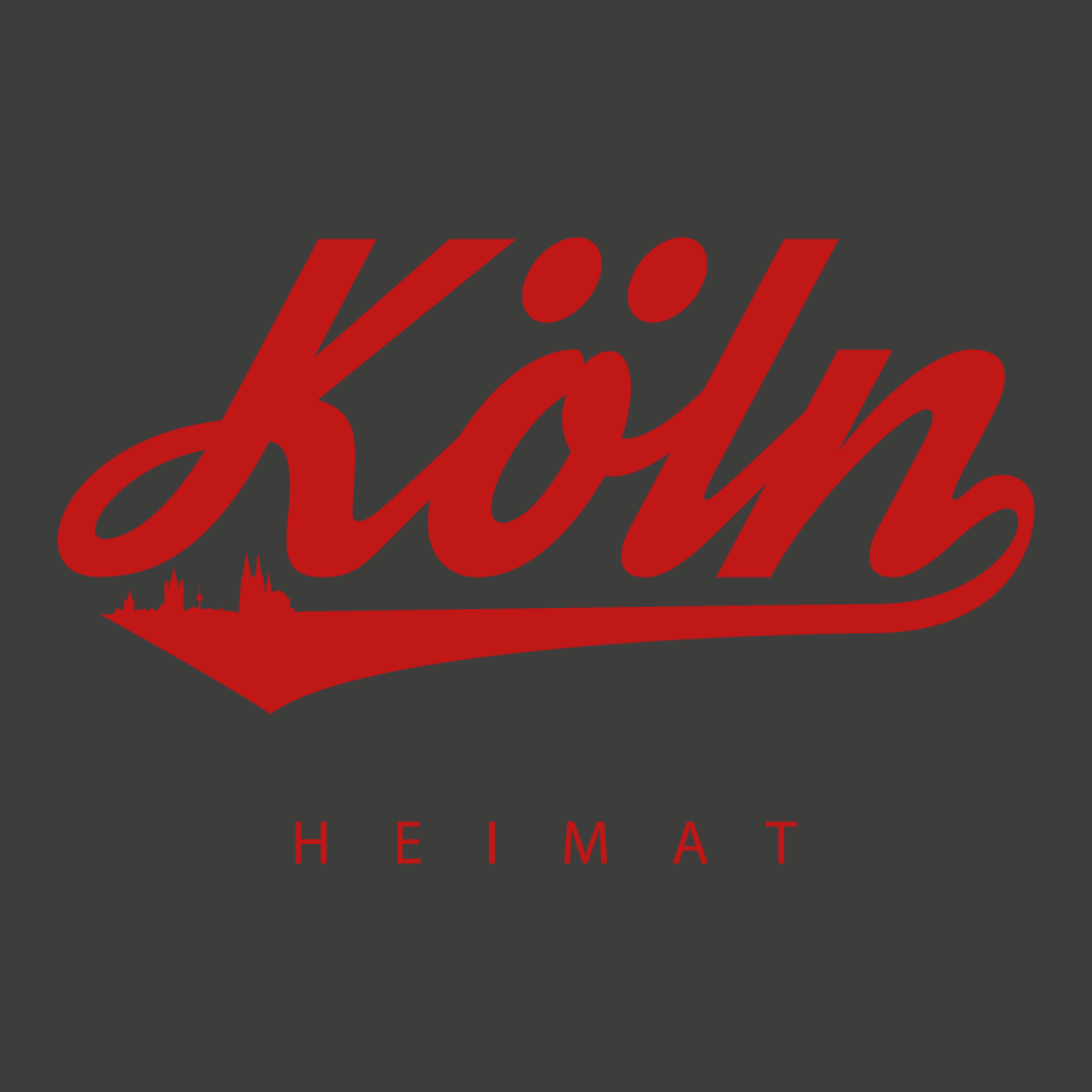 Köln T-Shirt Unisex „Köln“ Grau mit Rot & Stickwappen