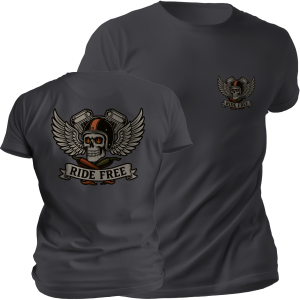 CGN-Bikeware-Biker Shirt Unisex Asphaltgrau Wings mit Skull